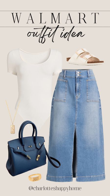 The perfect, elevated casual summer outfit idea! 

#walmartfashion

Walmart finds. Walmart fashion. Walmart style. Walmart summer outfit. Walmart denim midi skirt. Walmart white bodysuit. Walmart designer inspired handbag. Walmart white strap sandals  

#LTKSeasonal #LTKStyleTip #LTKFindsUnder100