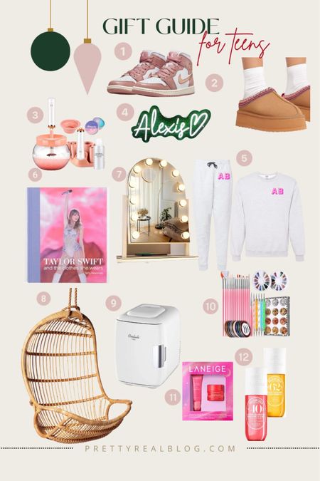 The most fun gift guide for teenage girls, teen girl gift guide, vanity mirror, monogrammed lounge set, hanging chair, preppy beauty, Ugg inspired slippers, neon name sign, taylor swift book

#LTKGiftGuide #LTKHoliday #LTKkids