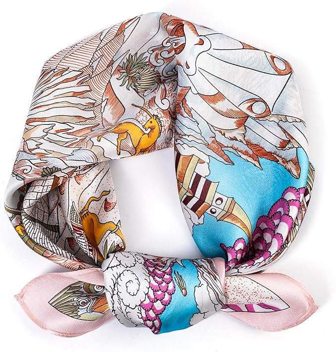 Mulberry Silk Scarfs Small Square Scarfs for Women 21" x 21" Lightweight Square Satin Head Scarf ... | Amazon (US)