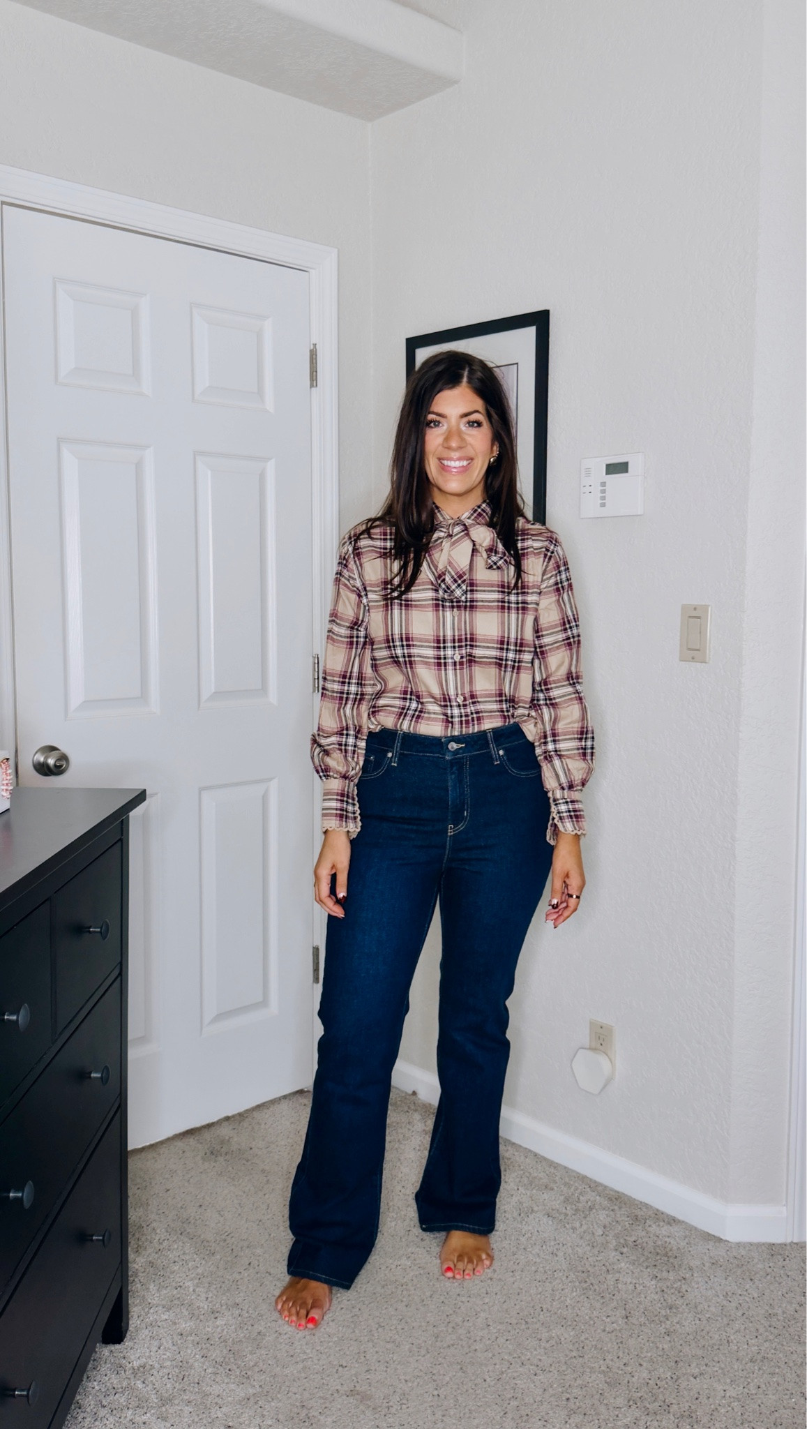 Fall try on
In a medium tie neck flannel
Sized down to an 8 in jeans

#LTKOver40 #LTKMidsize #LTKTall