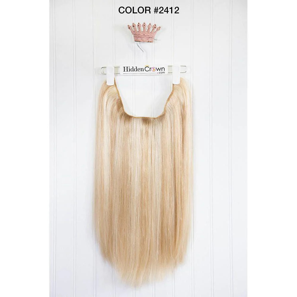 Halo® Extension | Light Warm Blonde with Golden Highlights | #2412 - Hidden Crown Hair Extension... | Hidden Crown Hair