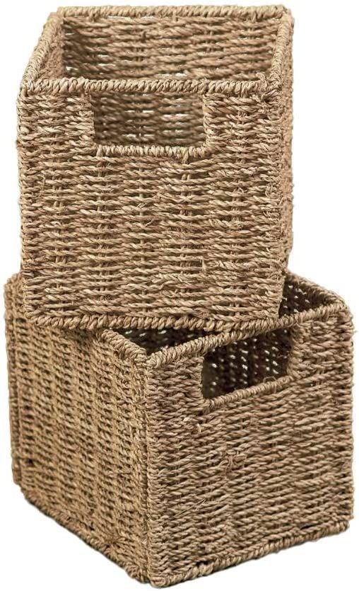 The Lakeside Collection Set of 2 Handwoven Natural Seagrass Wicker Storage Baskets | Amazon (US)