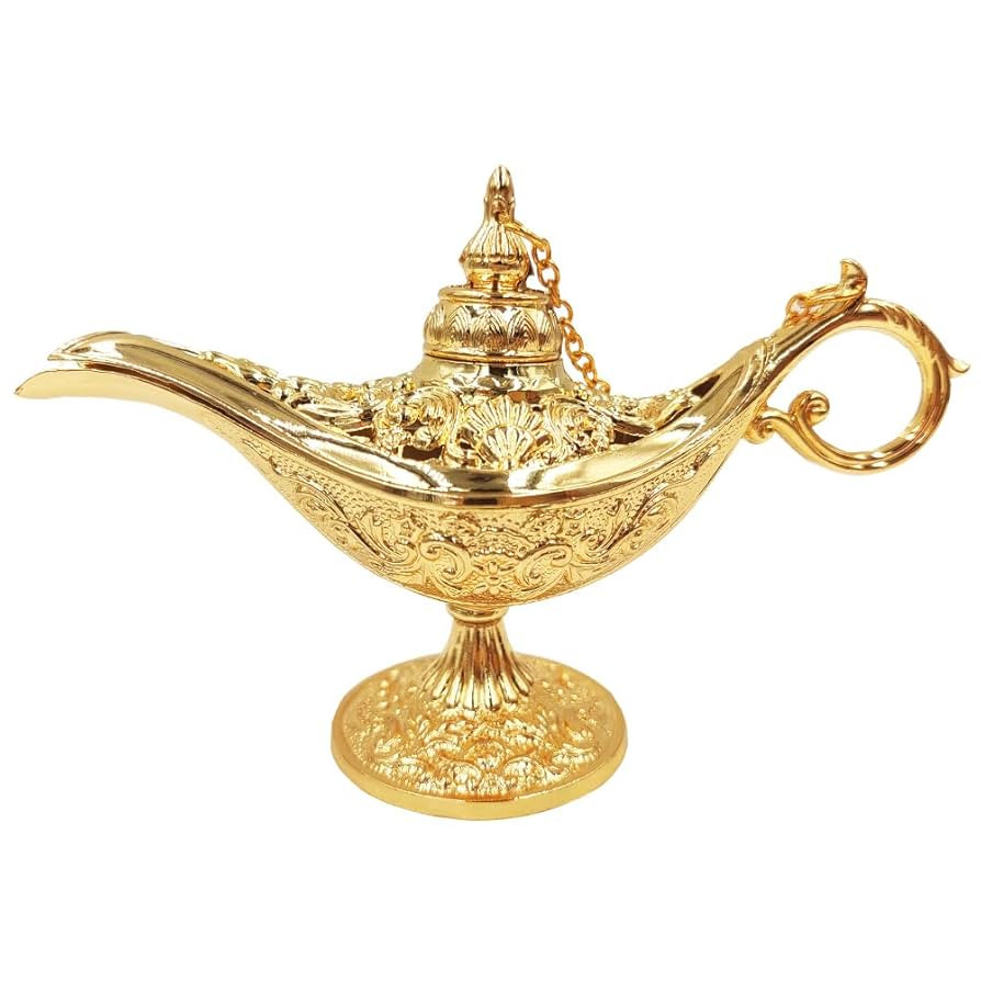 Vintage Legend Aladdin Magic Genie Lamp - Metal Carved Wishing Light for Home Wedding Party Table... | Amazon (US)