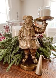 Antique Gold Santa Claus Candle Holder | Antique Farm House