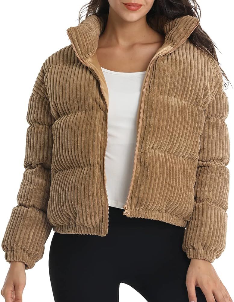 AUTOMET Women's Winter Puffer Jacket Casual Zip Up Long Sleeve Jackets Lightweight Short Down Coats | Amazon (US)