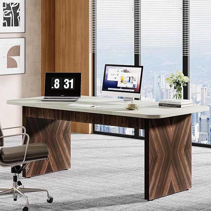 Tribesigns 70.8-Inch Wood Executive Desk, Large Computer Office Desk Workstation Table, Office Bu... | Amazon (US)