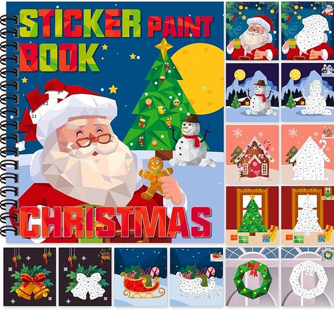 Christmas Crafts for Kids Christmas Sticker Paint Books Sticker Book by Number Christmas Party Su... | Amazon (US)