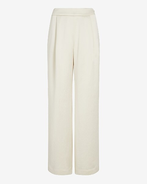 High Waisted Satin Pleated Trouser Pant | Express