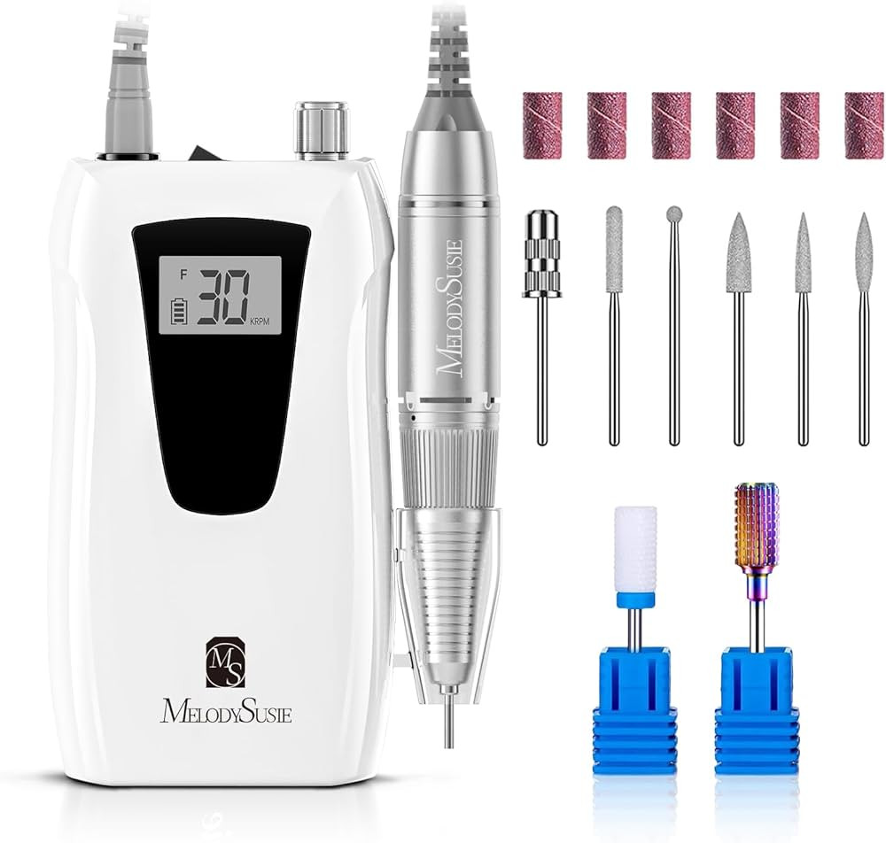MelodySusie Professional Nail Drill 30000RPM, SC320D Rechargeable Electric Nail Drill Machine, Co... | Amazon (US)