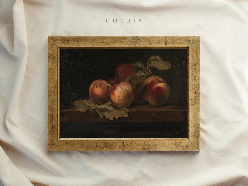 Vintage Kitchen Art Framed, Vintage Peach Painting, Antique Replica Painting, Gold Framed, Vintag... | Etsy (US)