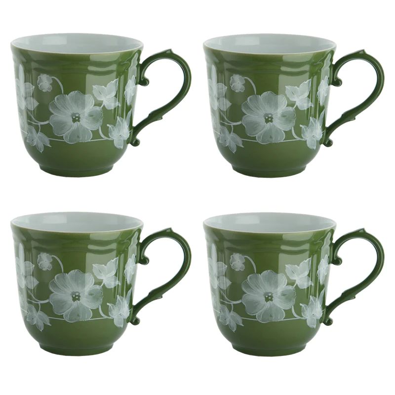 Ginori Floral Mug, Green (Set of 4) | Cabana Magazine