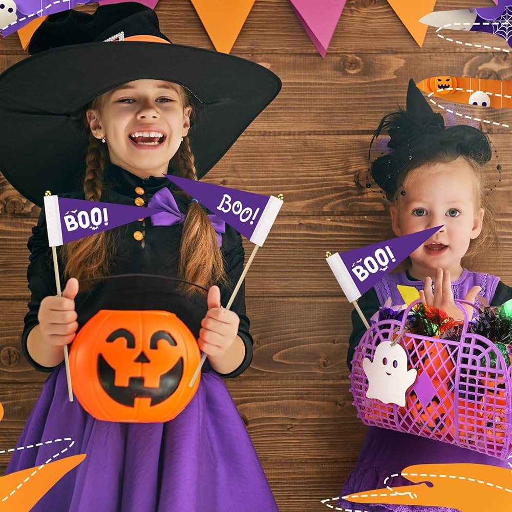 Gerrii 6 PCS Halloween Party Favor Bags with Ghost Tags and Pennants Halloween Treat Bags for Kid... | Amazon (US)