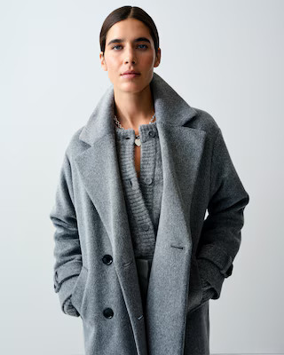 F&F Double Breasted Long Coat in Grey | Tesco F&F