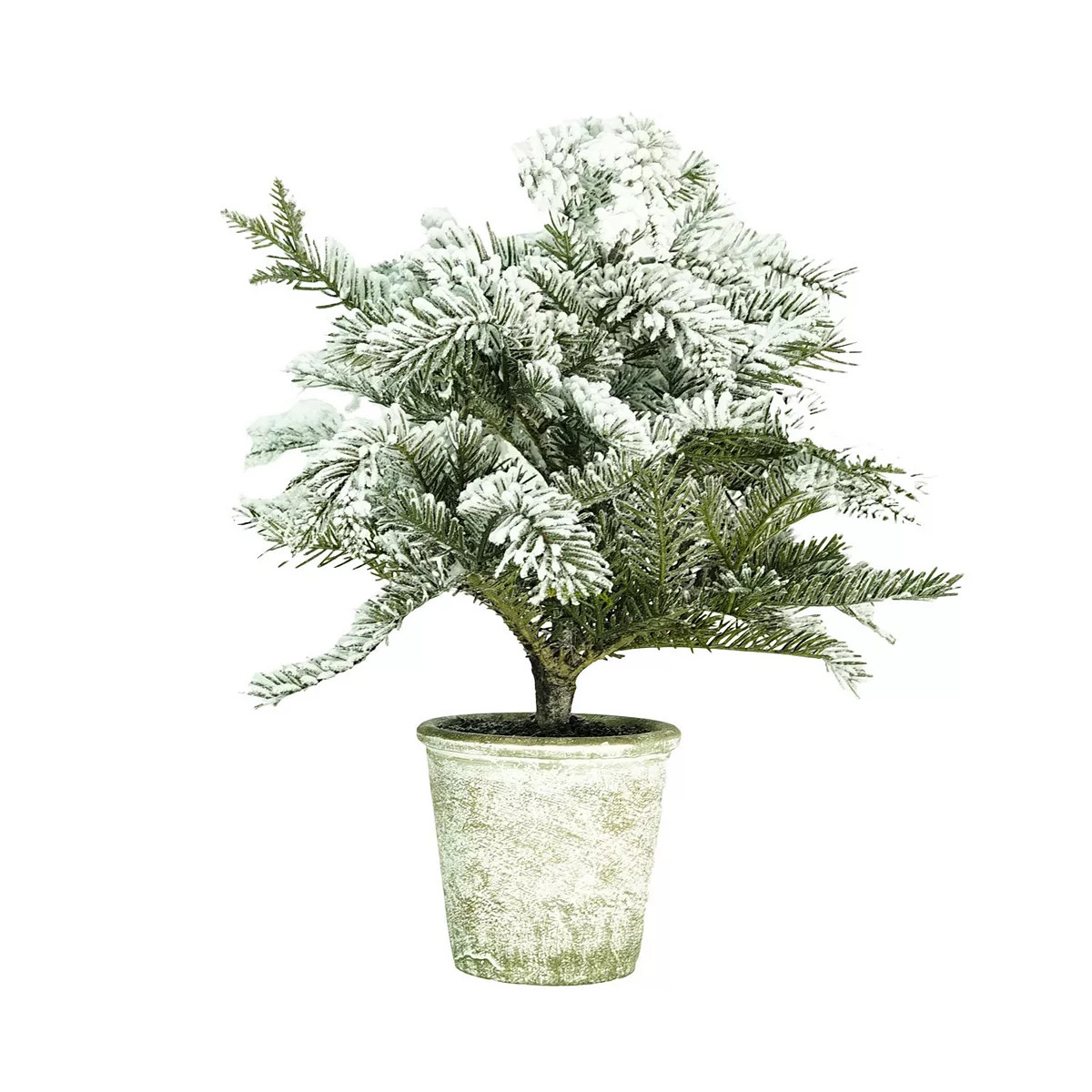 20" Flocked White and Green Artificial Pine Tree with a Pot | Kohl's