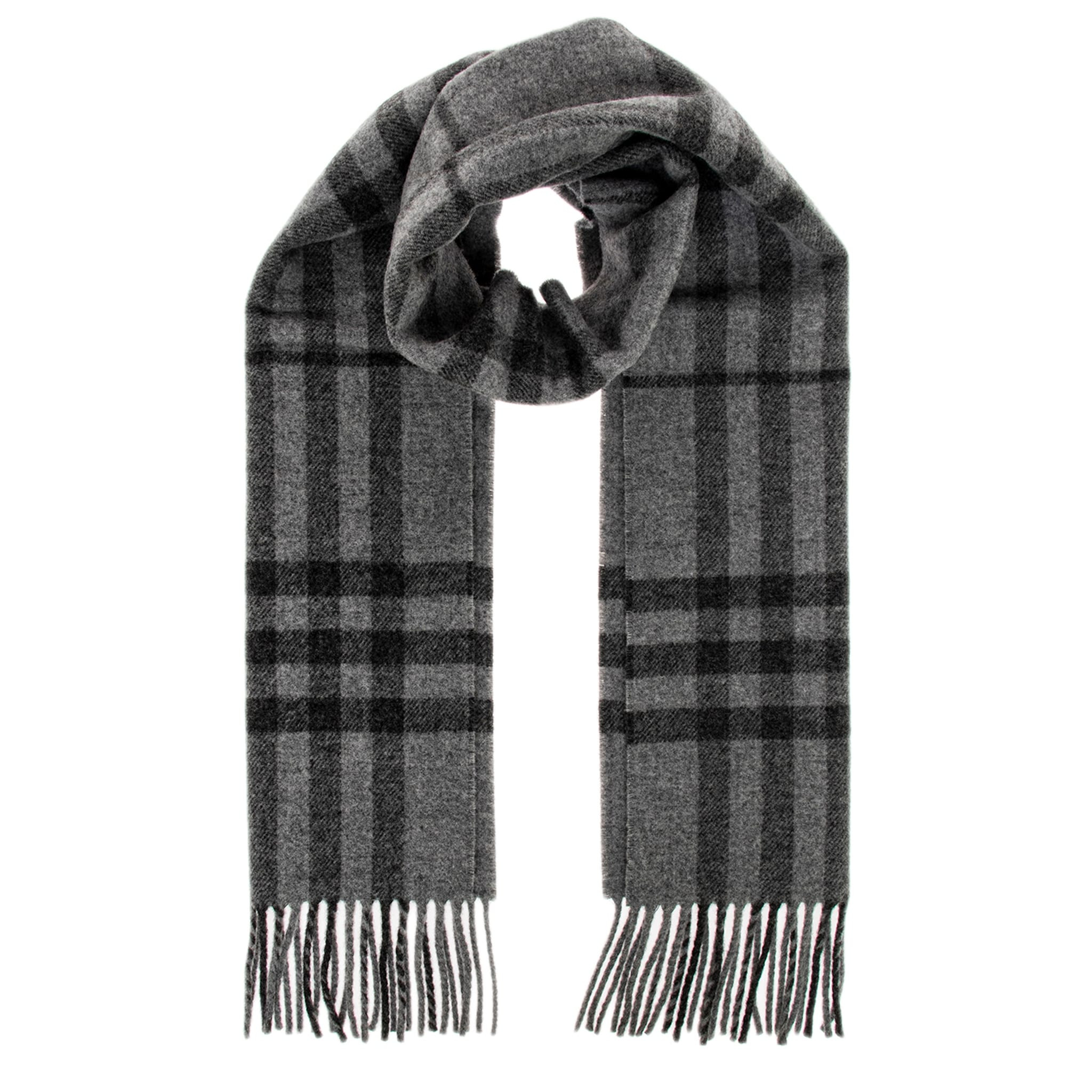 Burberry Giant Check Wool Scarf - Grey | Overstock