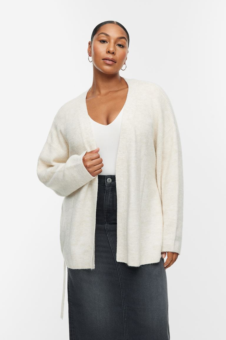 Cardigan with Tie Belt - Cream - Ladies | H&M US | H&M (US + CA)