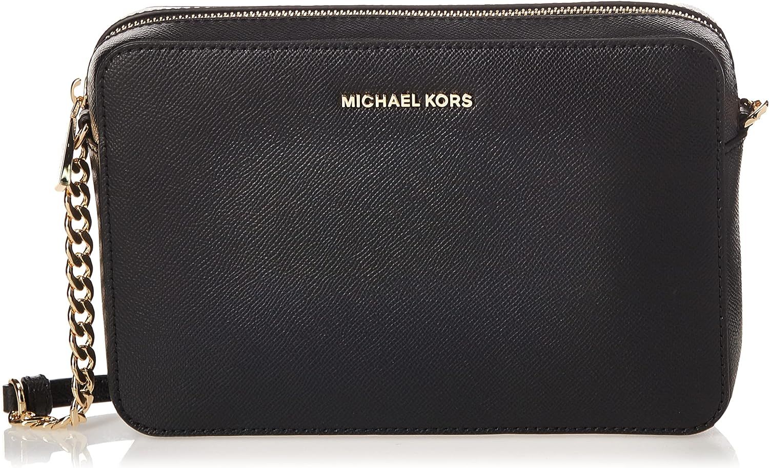 Michael Kors Women's Jet Set Crossbody Leather Bag, Black, Large | Amazon (US)