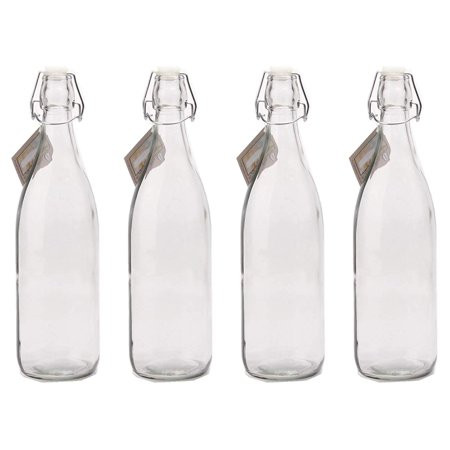 Set of 4 Glass Bottle with Stopper Caps, Carafe Swing Top Bottles with Airtight Lids for Oil, Vinega | Walmart (US)