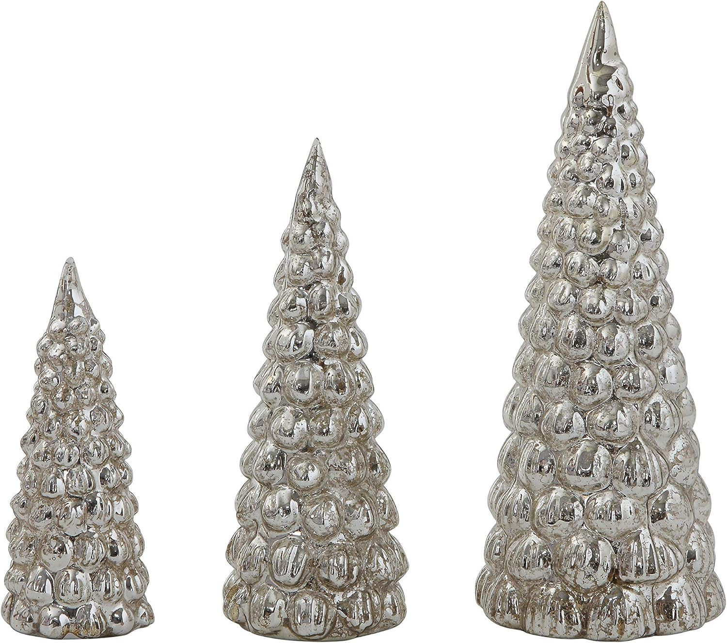 Creative Co-Op Glass Set of Tree Figurine, Silver | Amazon (US)