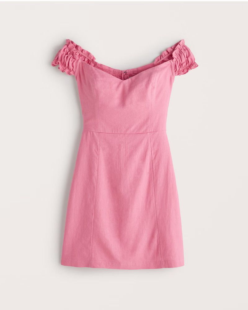 Women's Off-The-Shoulder Corset Mini Dress Pink Dress Dresses Spring Dress Spring Outfits Pastel | Abercrombie & Fitch (US)