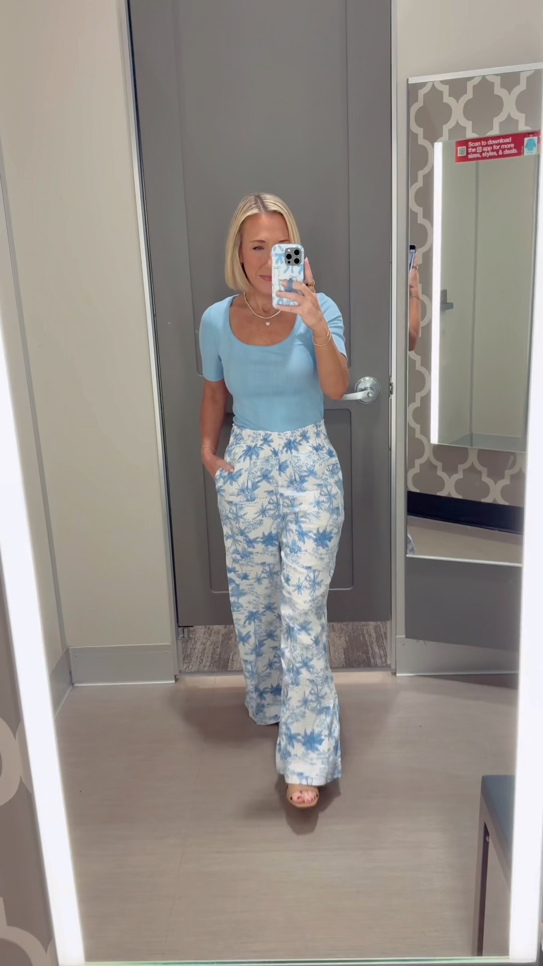 Target; in store try-on. Short Sleeve Scoop Neck Pointelle Blouse - size Small. Linen Wide Leg Pull-On Pants - size XS. * Tan Heel - tts.
 

 

#LTKOver40 #LTKFindsUnder50 #LTKSeasonal