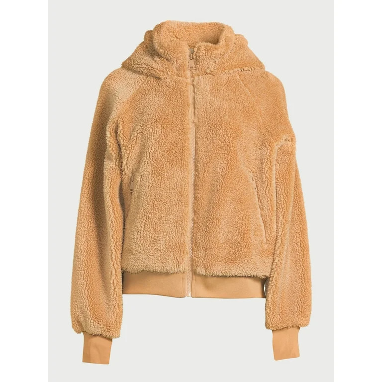 Love & Sports Women’s Faux Sherpa Jacket with Hood, Sizes XS-3XL | Walmart (US)