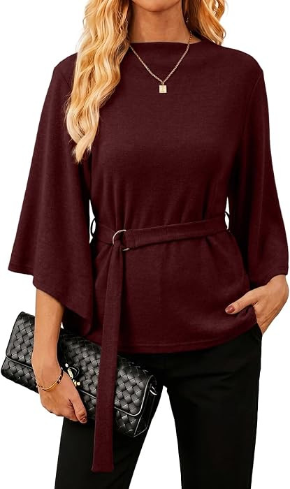 EVALESS 3/4 Length Sleeve Womens Tops Dressy Casual Trendy Business Blouses | Amazon (US)