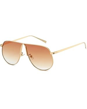 Oversized Aviator Sunglasses for Women Men 70s Gold Metal Frame Square Aviator Sun Glasses Big Sh... | Amazon (US)