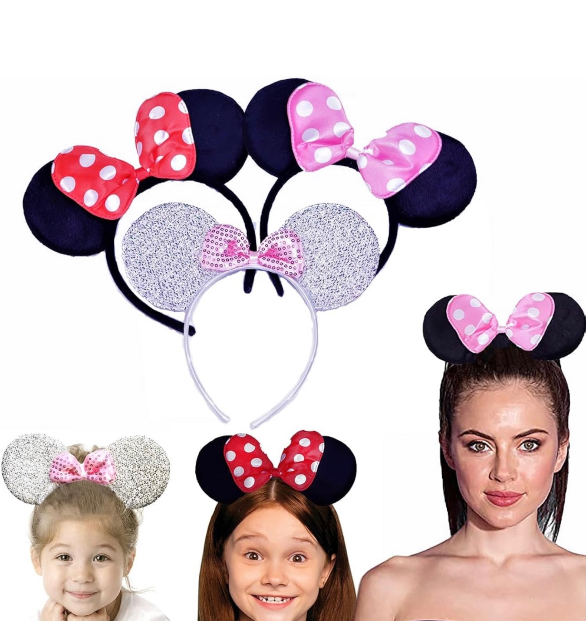 3 Minnie Girl Mouse Black Ears w/Red & Pink Bow

#LTKbaby #LTKkids #LTKtravel