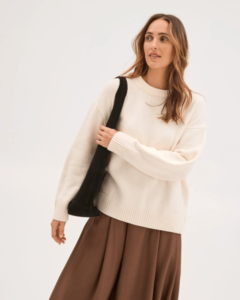 Australian Cotton Blend Oversized Jumper - Pearl | Target AU