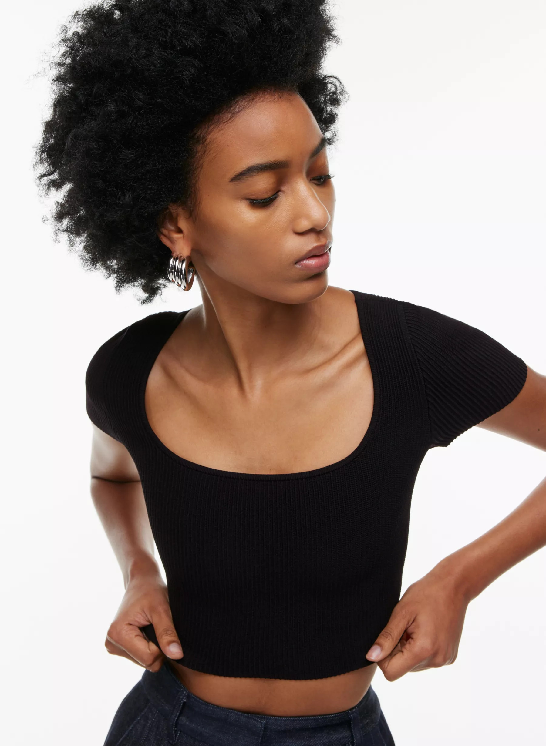 SCULPT KNIT SQUARENECK TOP | Aritzia