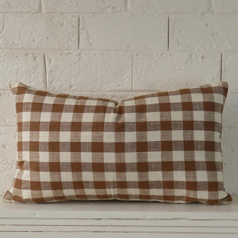 plaid handloom cotton pillow cover.  checks handwoven cotton throw pillow. Indian handmade pillow... | Etsy (US)