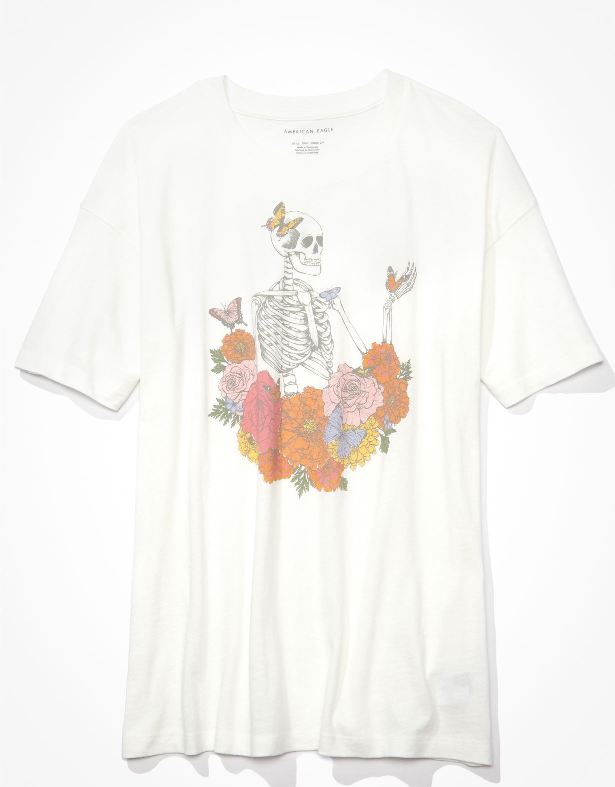 AE Oversized Floral Skeleton Graphic Tee | American Eagle Outfitters (US & CA)