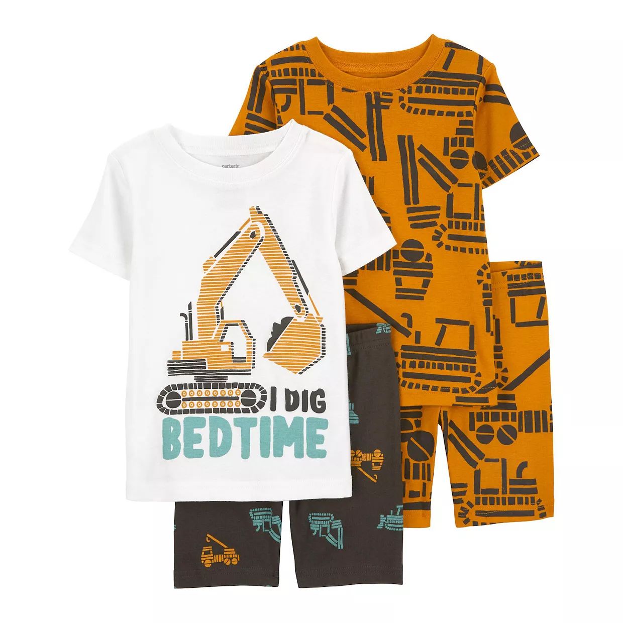 Toddler Boy Carter's 4-Piece Construction Print Shirts & Shorts Pajama Set | Kohl's