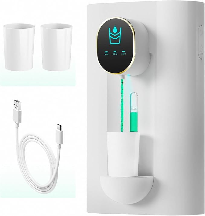 Automatic Mouthwash Dispenser 18.26 oz Touchless Mouthwash Dispenser for Bathroom 2 Magnetic Cup ... | Amazon (US)