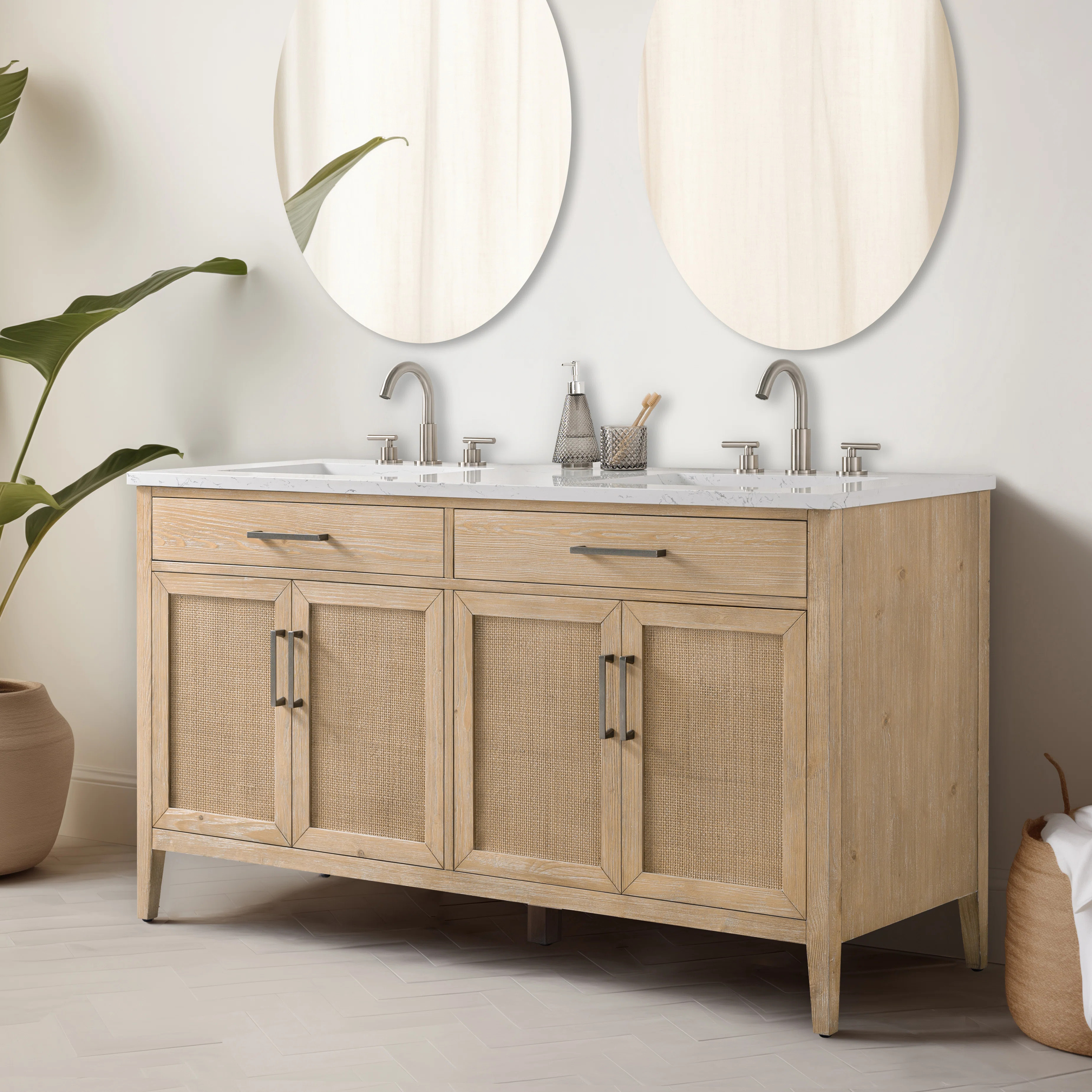 Sebastiano 60'' Double Bathroom Vanity with Engineered Stone Top | Wayfair North America