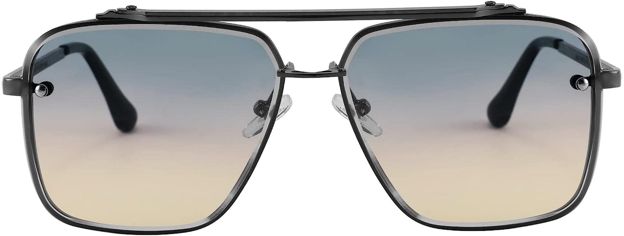 FEISEDY Fashion Square Pilot Sunglasses For Men Women Vintage Metal Gradient Glasses B4104 | Amazon (US)