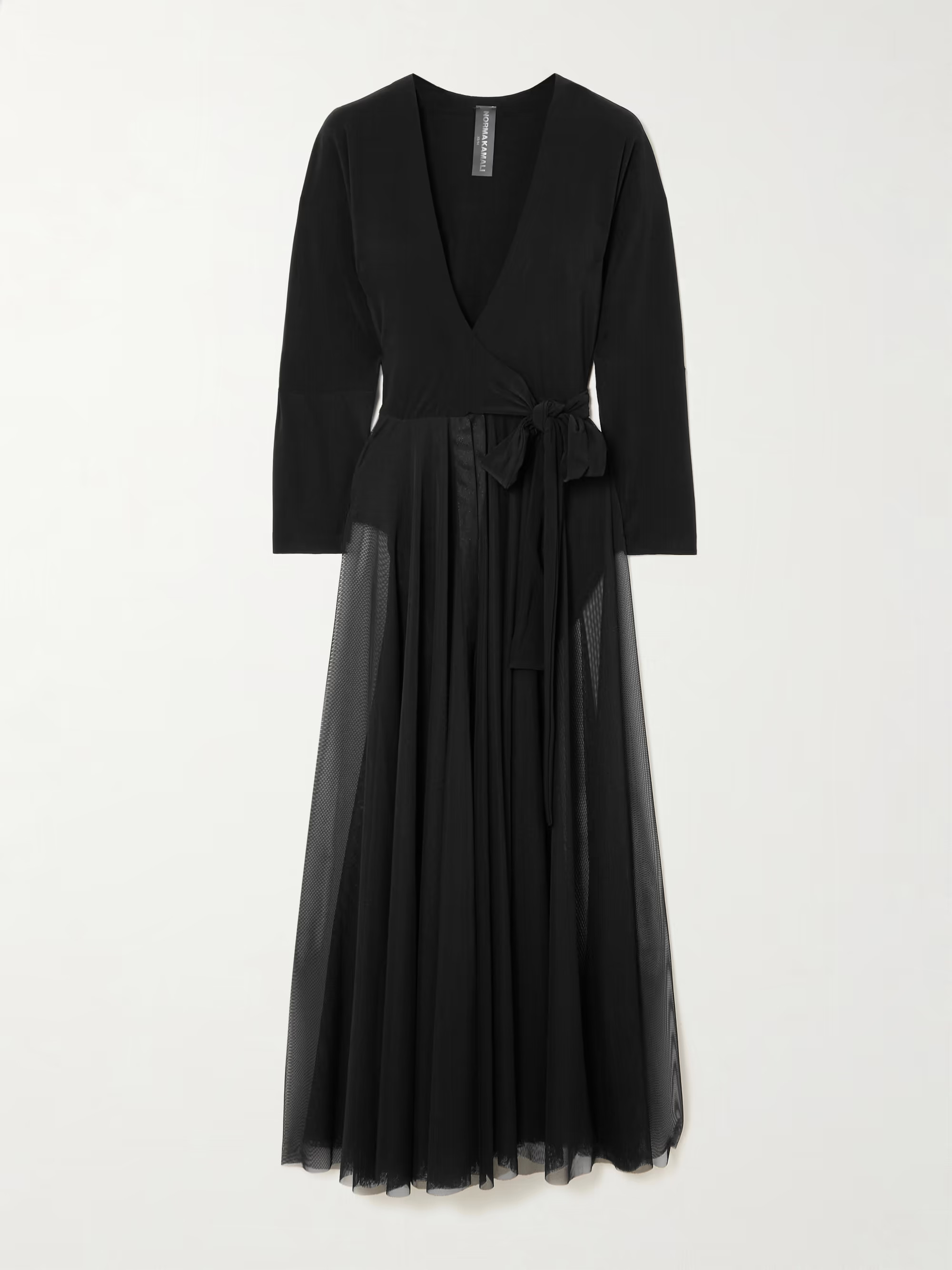 Pleated mesh-trimmed stretch-jersey midi dress | NET-A-PORTER (UK & EU)