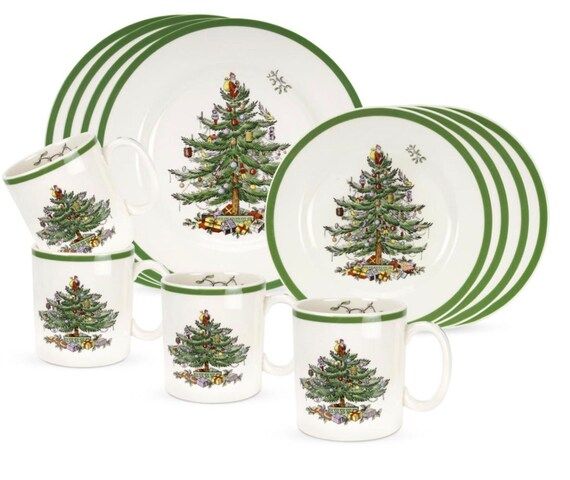 Spode Christmas Tree 12-Piece Dinner Set -(Back Order)Out of Stock | Etsy (US)