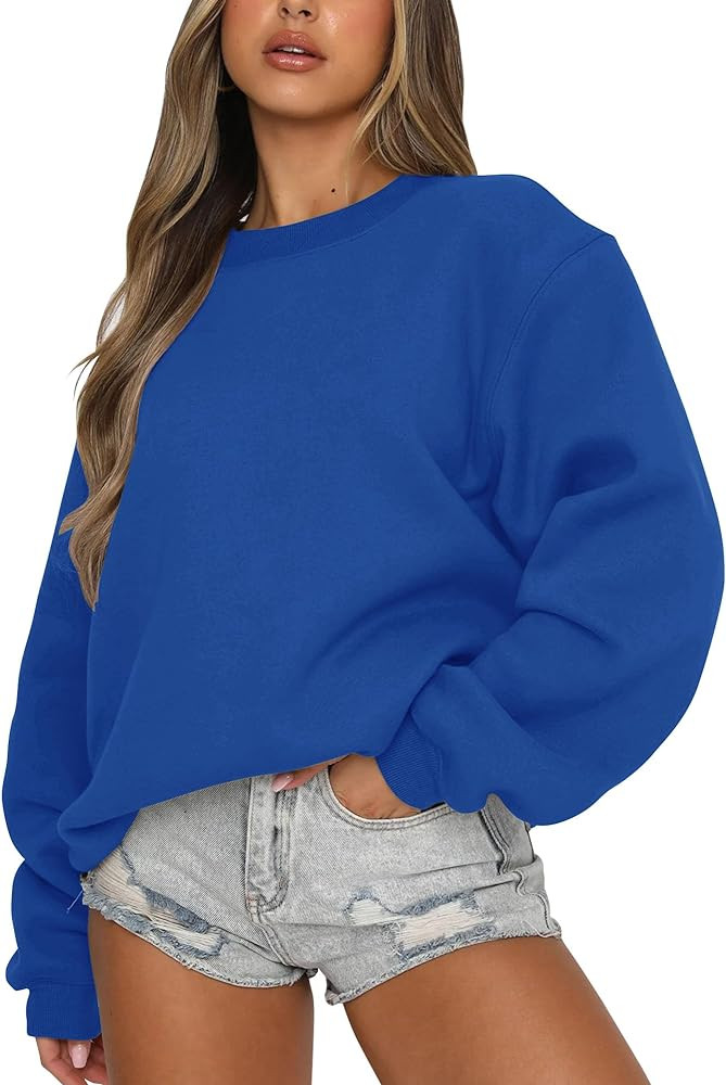 Fanway&EC Women's Long Sleeve Sweatshirt Casual Crewneck Oversized Pullover Hoodies Fall Tops | Amazon (US)