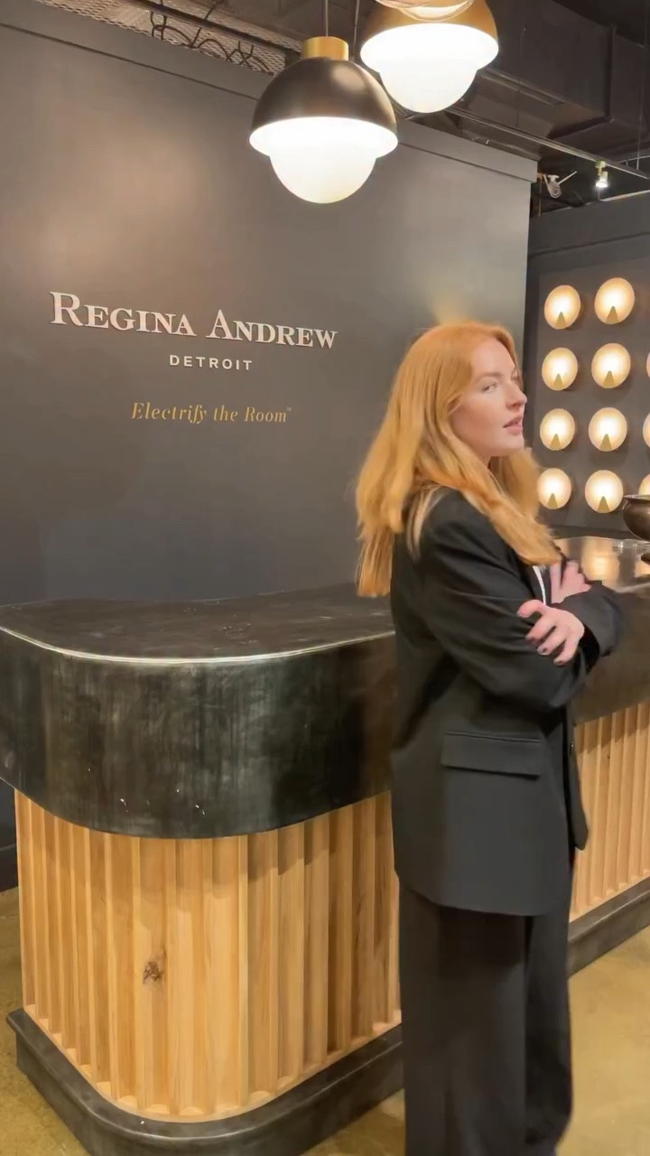 I spent about 80% of my time talking about Regina… and honestly, can you blame me? 😍 Working at the @reginaandrewdetroit showroom doing their socials at @highpointmarket has been a dream! Filled with statement lighting, luxe materials, and design inspiration everywhere you look 

#reginaandrew #highpointmarket #interiordesign #luxuryinteriors #lightingdesign #luxurylighting #interiordesigninspo