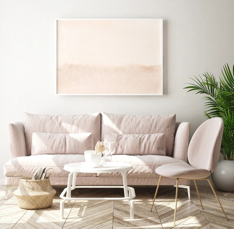 Buy Tan Blush Wall Art Minimalist Cream Tan Wall Art Soft Pink Aesthetic Art Print Light Beige Cl... | Etsy (US)