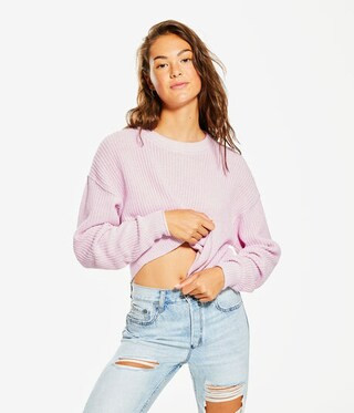 Solid Cropped Crew Sweater | Aeropostale