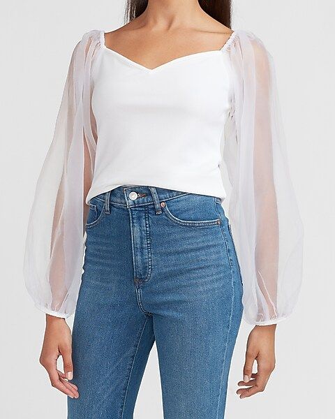 Organza Sleeve Sweetheart Top | Express