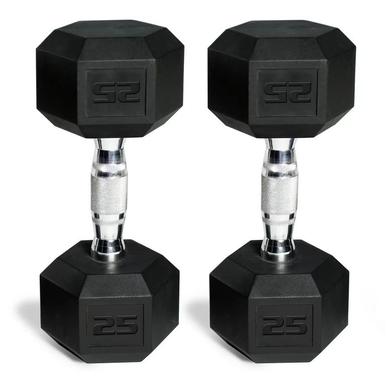 CAP Barbell 25lb Rubber Hex Dumbbell, Pair, (Ships in 2 Boxes) | Walmart (US)