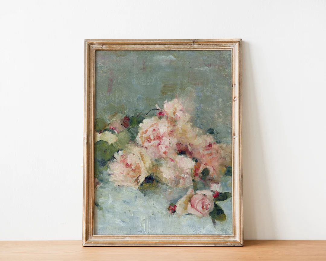 Vintage Flower Painting French Antique Rose Art Print DIGITAL PRINT Wall Art - Etsy | Etsy (US)
