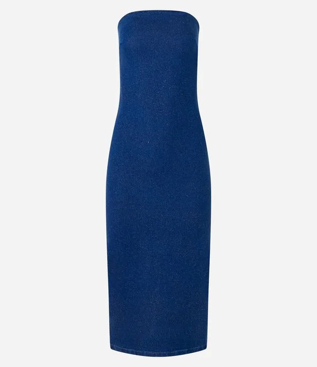 Vestido New Midi Jeans Tomara que Caia e Fenda Azul | Renner (BR)