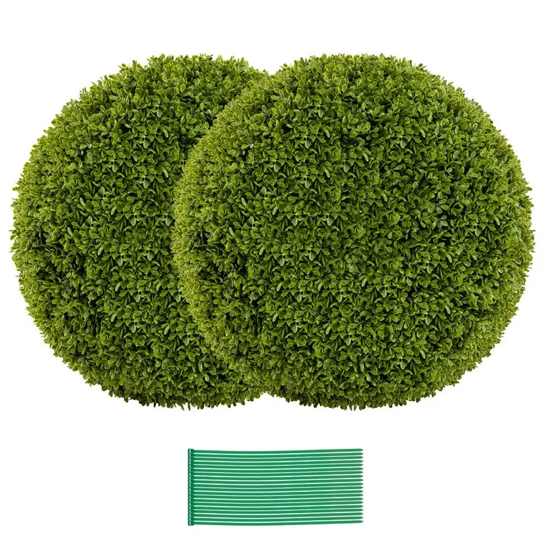 Costway 2 PCS 20" Faux Boxwood Balls with Sun-Protective PE Material Mimic Fluffy Leaves | Walmart (US)