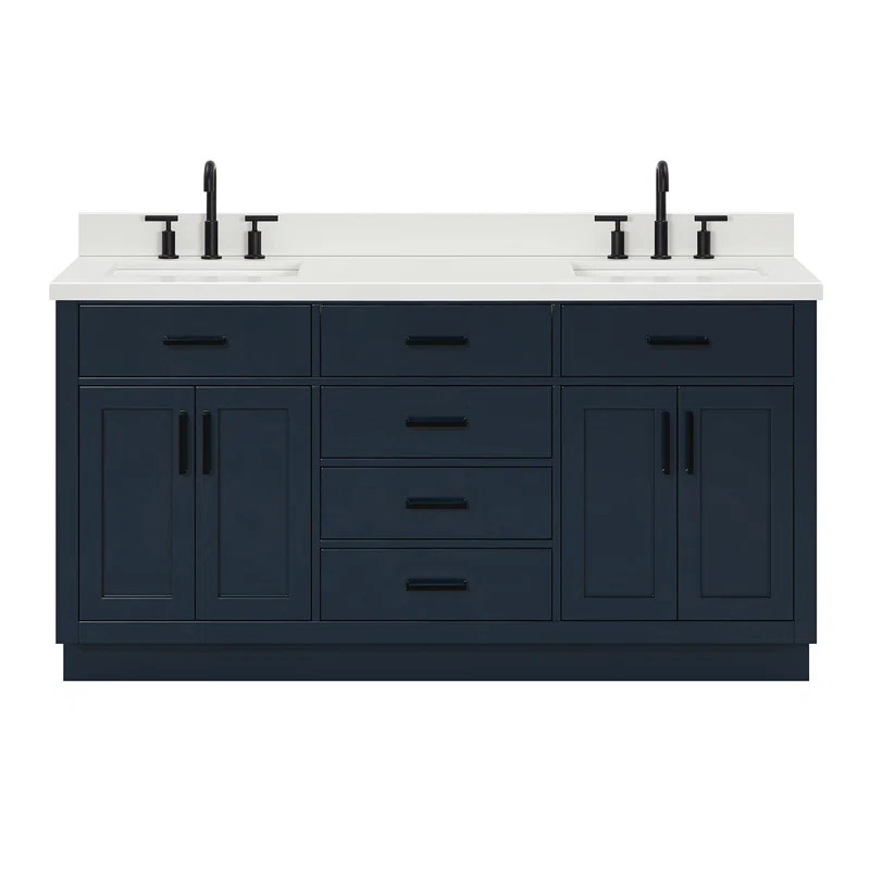 Tidworth 66'' Solid Wood Double Bathroom Vanity, Rectangular Sinks | Wayfair North America