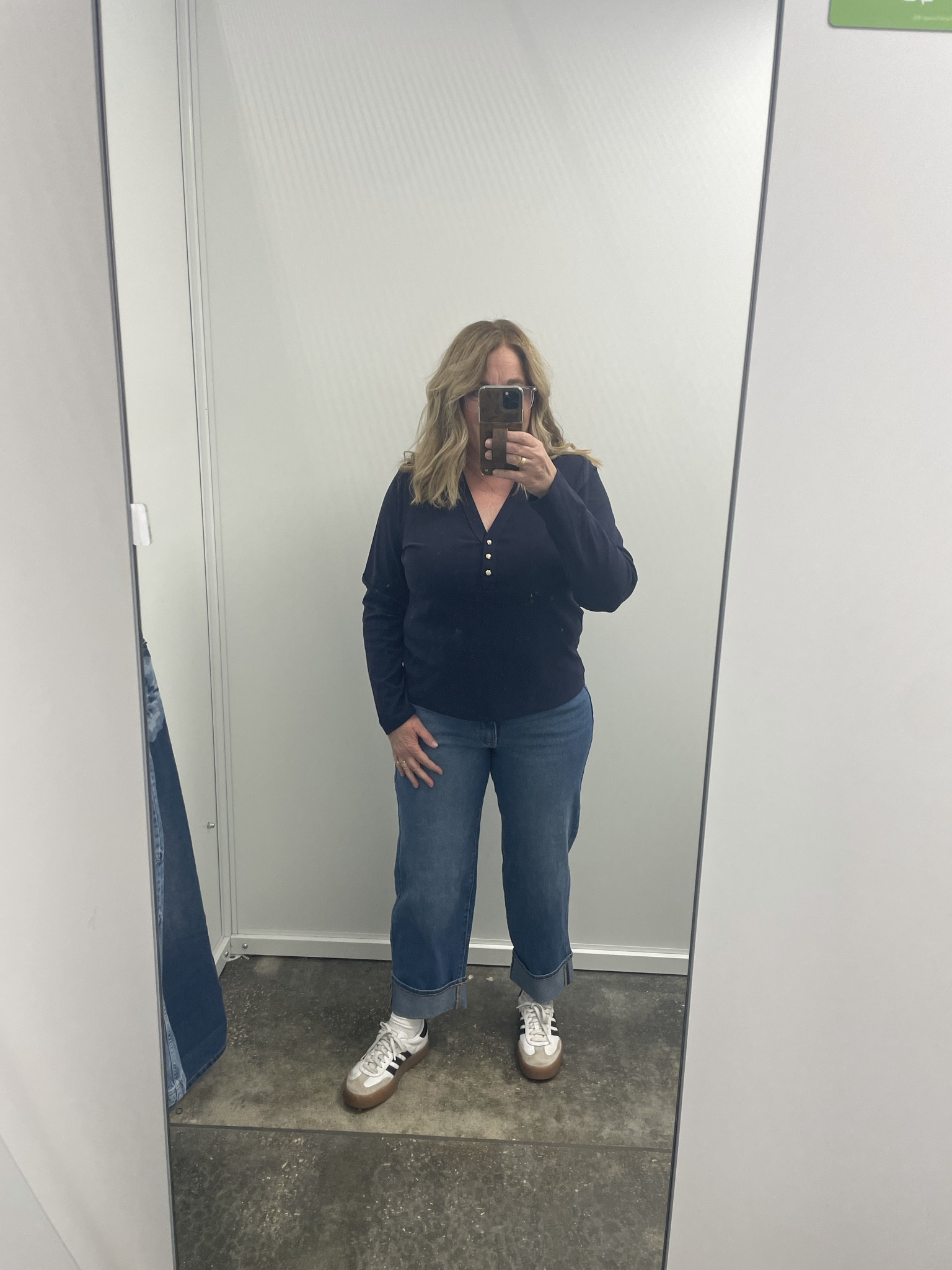 Navy Henley 🤍
Cuffed straight jeans
Walmartt

#LTKOver40 #LTKMidsize